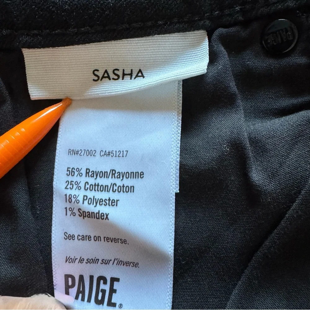 PAIGE Women's Sasha Coated Black Silver Glitter Luxe Wide-Leg Jeans Size 27